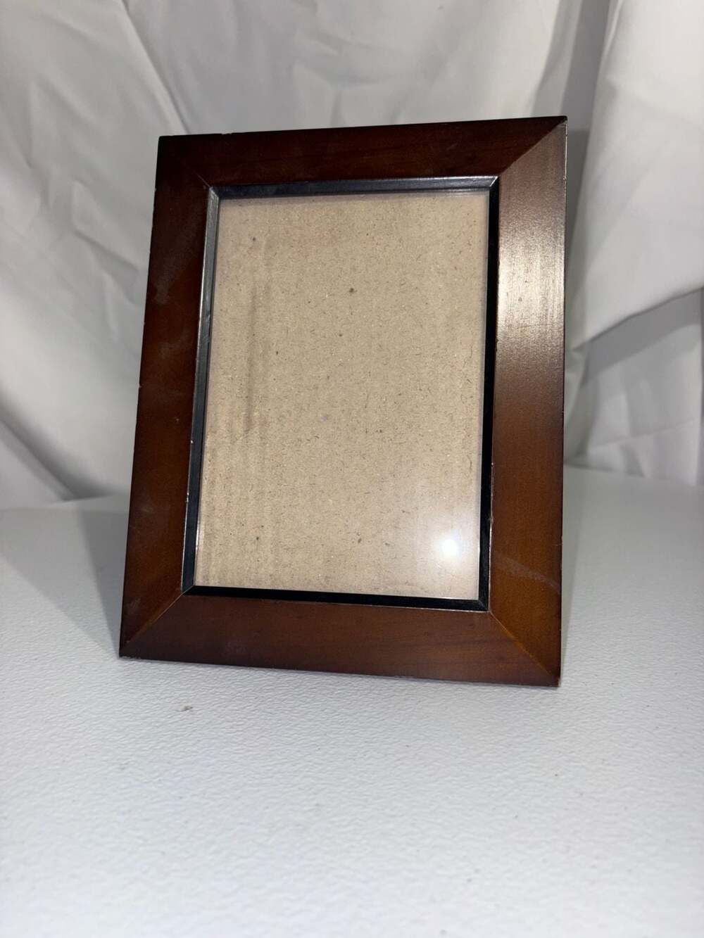 Dark Brown Wood Picture Frame with Velvet Backing Tabletop Stand